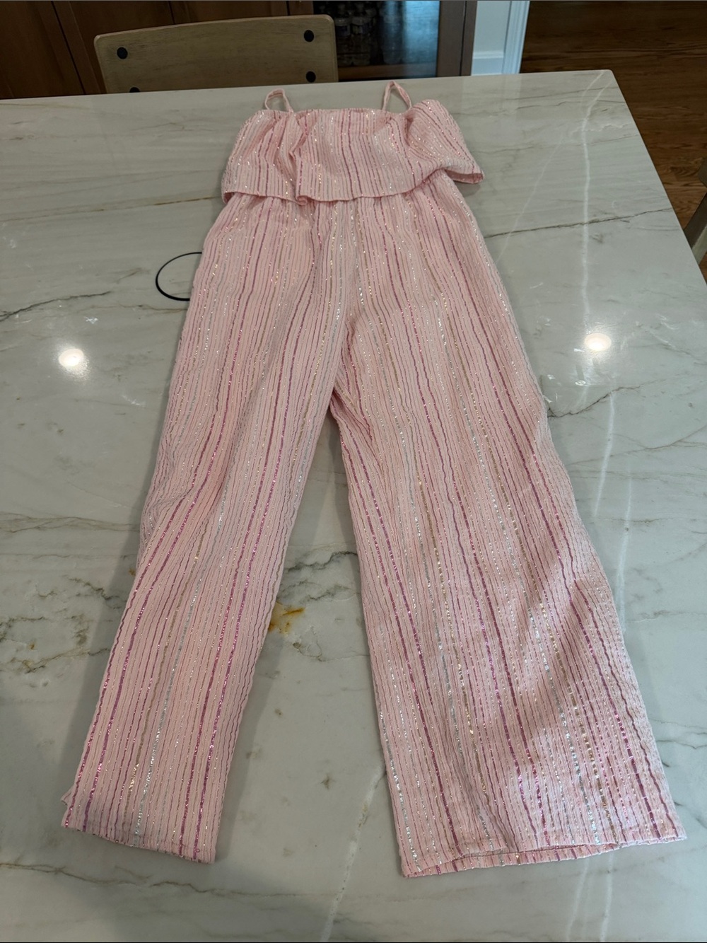 Crewcuts Pink Sequin Strapless Jumpsuit for Kids